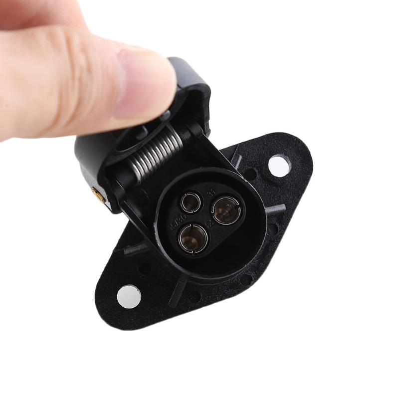 3 -stifts släpvagnsuttag europeisk standard 3 -vägs lastbil husvagnskoppling adapt svart gummi metall material 72*62*55mm tillbehör