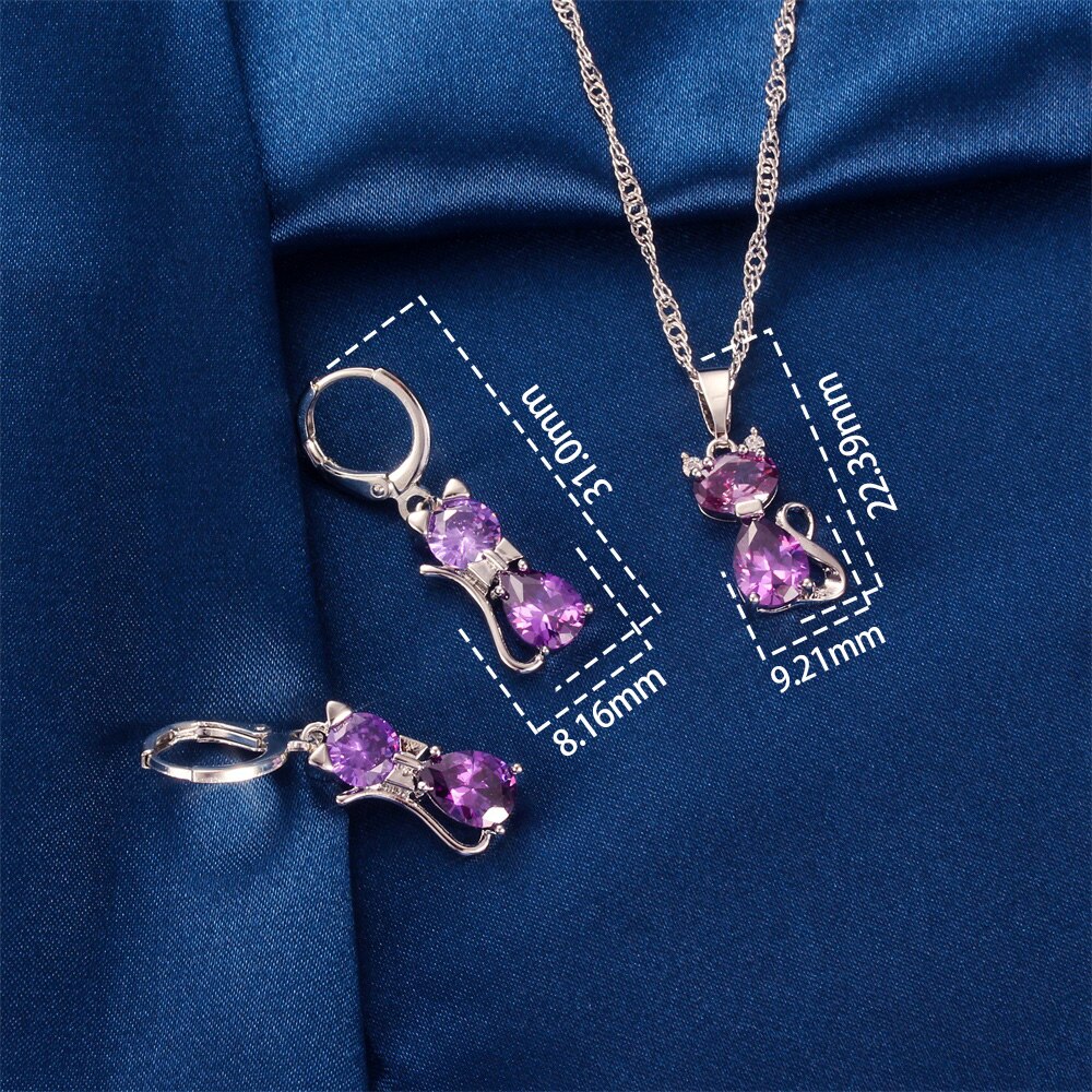 Ensemble de bijoux en zircone cubique pour femmes, boucles d'oreilles de mariage, collier pour Couple, d'anniversaire pour petite amie