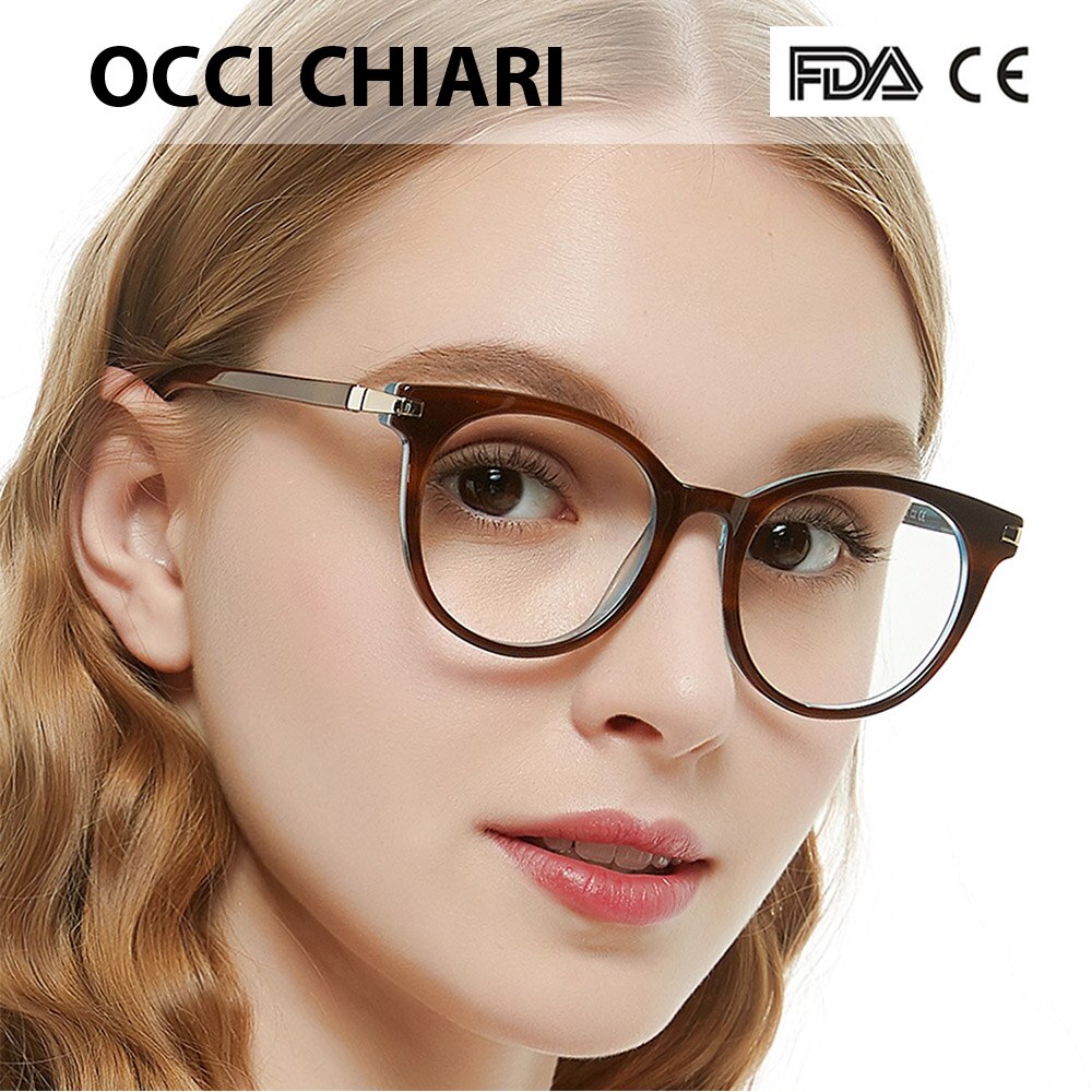 OCCI CHIARI Computer Glasses Frame Blue Light Glasses Round Eyeglasses Woman Transparent lens Myopia Eyewear Optical Spectacles