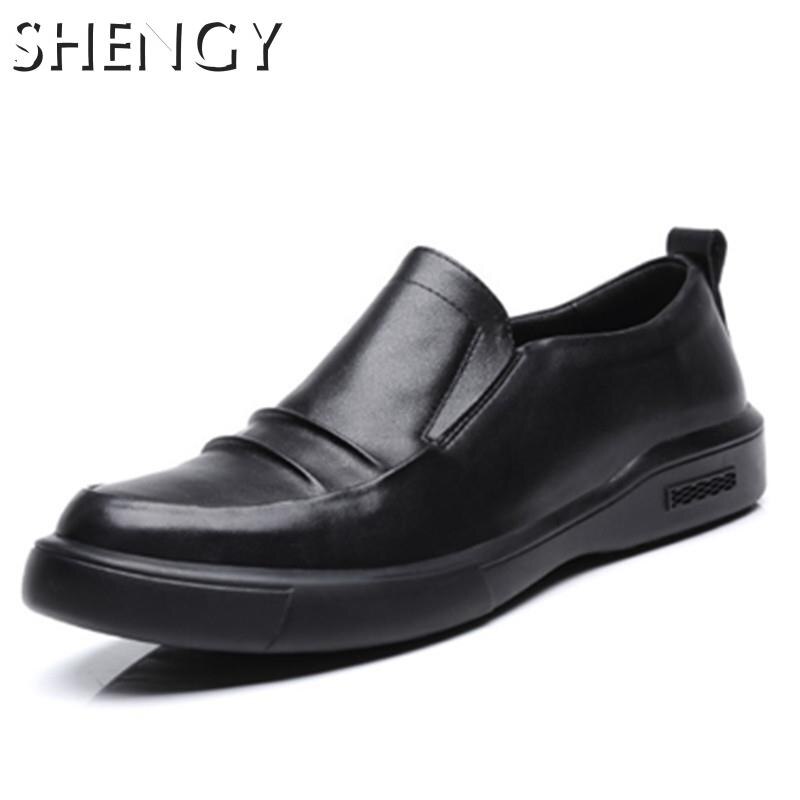 Baskets respirantes en cuir PU à plateforme pour hommes, chaussures de bureau formelles de , Style britannique,