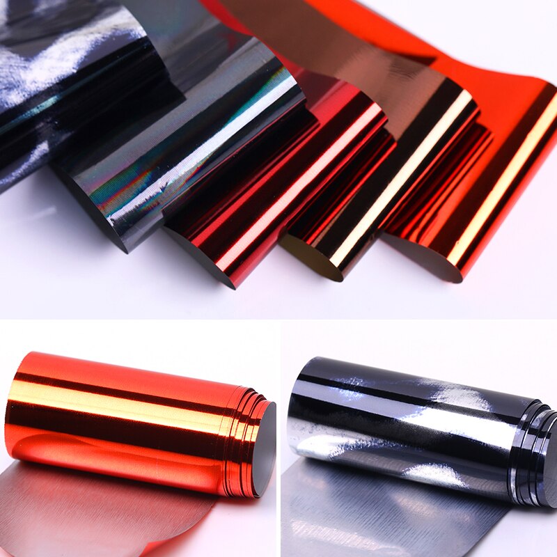 4*100 1 Roll Zwart Rood Spiegel Leopard Nail Folie Transfer Sticker Polish Nail Art Decoratie Mooie Patroon Nail arts