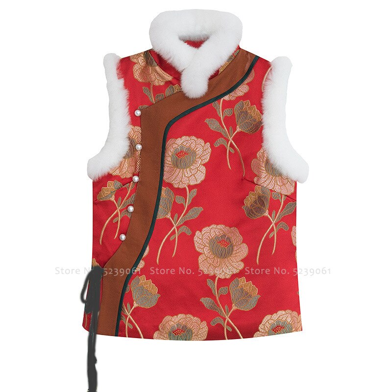 Women Chinese Style Winter Clothing Waistcoats Tan... – Grandado