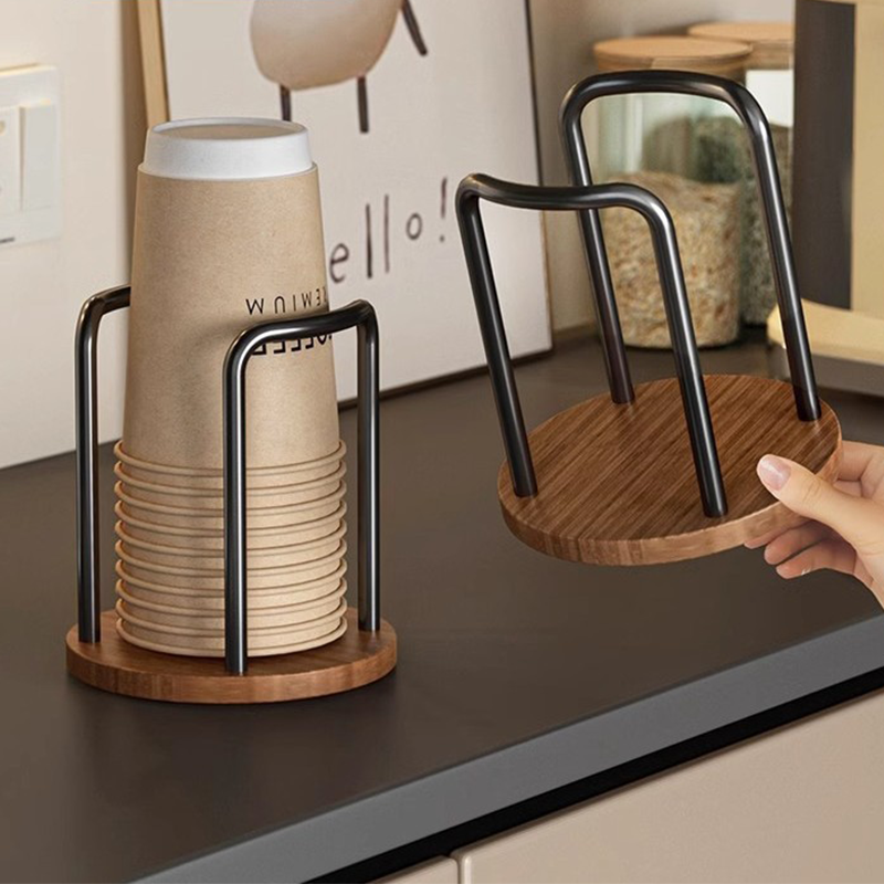Keuken Papieren Bekerhouder Luxe Wegwerp Beker Opslag Houder Desktop Papieren Beker Opbergrek Houten Dispenser Mok Display Stand