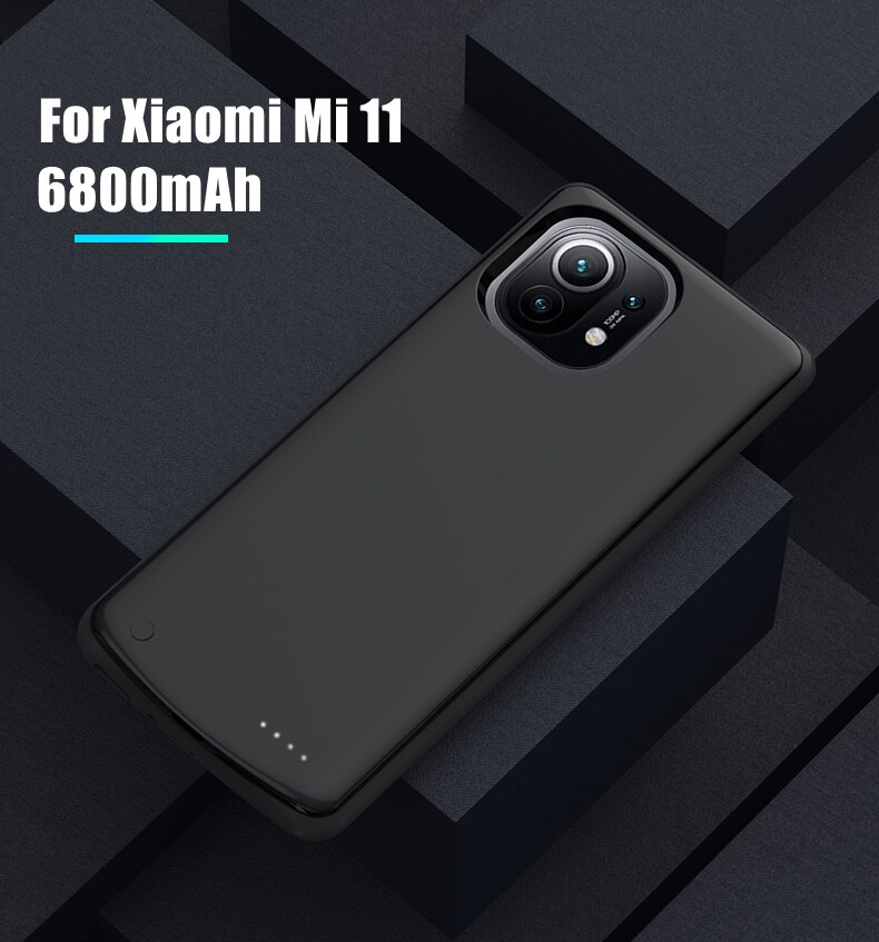 Fundas para cargador de batería para Xiaomi Mi 11 Ultra, funda para cargador de batería de 6800mAh, funda para Xiaomi 11 Lite 11 Pro: Mi 11 Black