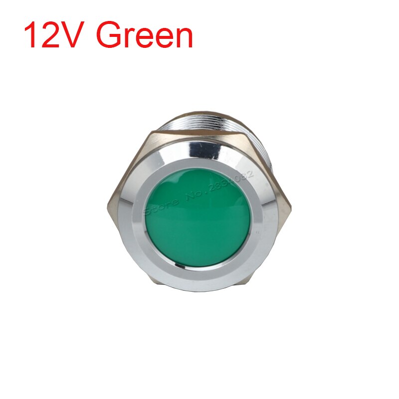 22mm Metal Indicator light LED Signal Lamp Warning light Car Boat Pilot Panel Signal Light 6V 12V 24V 220V 110V RGBYW Waterproof: 12v Green