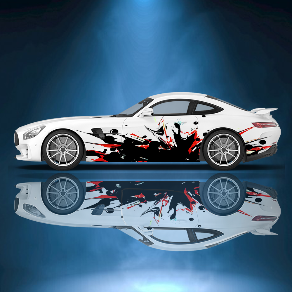 Colorful Splattered Graffiti Line Car Side Sticker Vinyl Self-adhesive Paper Motorsport Paint Decal Suitable for Truck Suv Decor: M / Blue