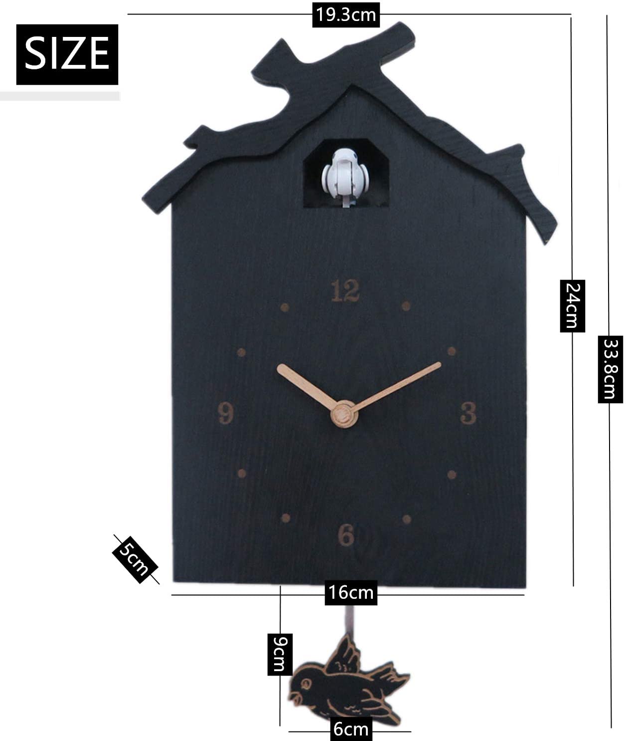 Antique en bois coucou horloge murale oiseau temps cloche balançoire alarme montre créative oiseau décoration horloge murale maison bureau décoration