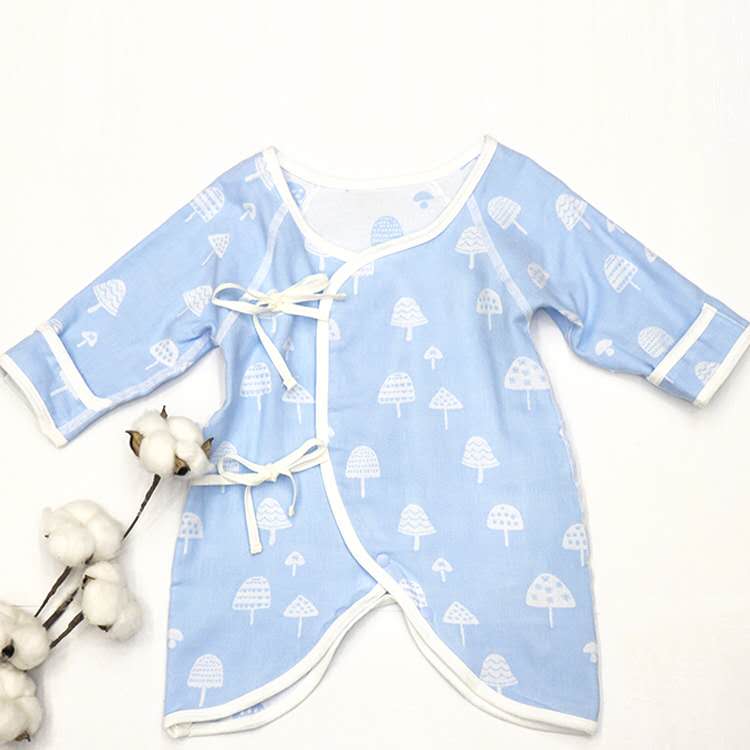 Yazan sommer neonataltøj 100%  bomuldsgarn børn piger og drenge babytøj sikkert blødt åndbart: Blå svamp