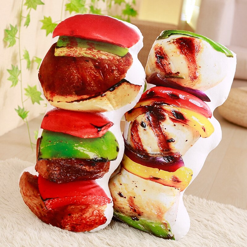 Barbecue cuit au four simulé en peluche jouet en peluche jardin Barbecue décor nourriture en peluche oreiller enfants saucisse calmar Saury jaune Croaker os jouet