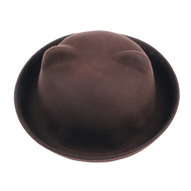 Filthat sort top hat dame derby uld piger drenge vinter fedora dame hatte sød og enkel kasket: 4