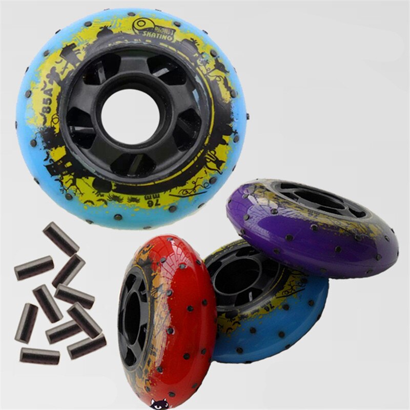 [72mm 76mm 80mm], ruedas de patinaje para patines de segunda mano con piedras de fuego, antichispas, ruedas de monopatín de 85A con freno deslizante para SEBA HV Otto SKJ