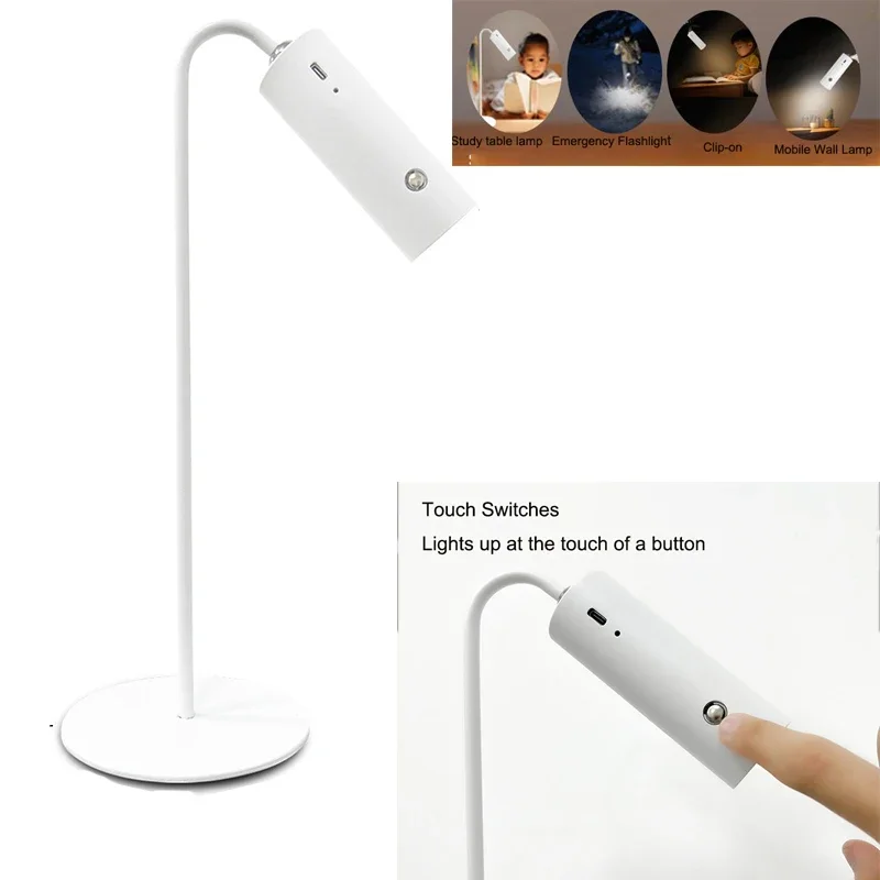 Usb-wiederaufladbare LED-schreibtischlampe mit berühren-schalter, augenschonendes nachtlicht für freundlicher, dimmbare, klappbare schreibtischlampe für schlafzimmer.