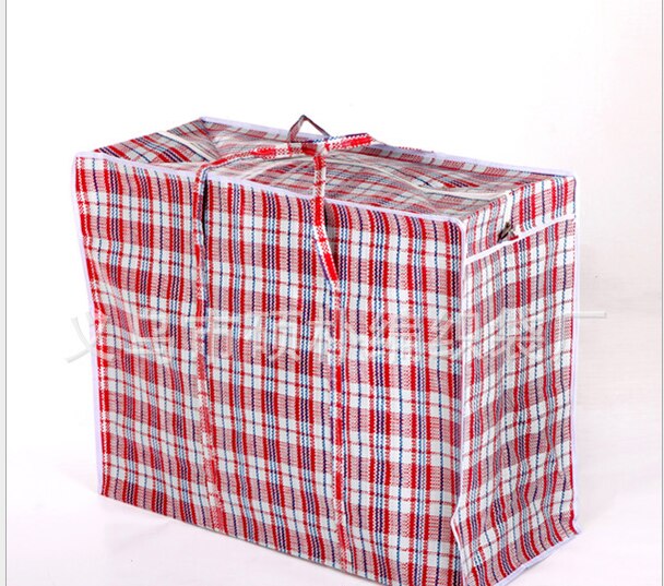 1Pcs Jumbo Home Laundry Plastic Bags Large Zipper Reusable Strong Laundry Storage Plastic Bag Holder Hangable Pouch Organizer: L / Red