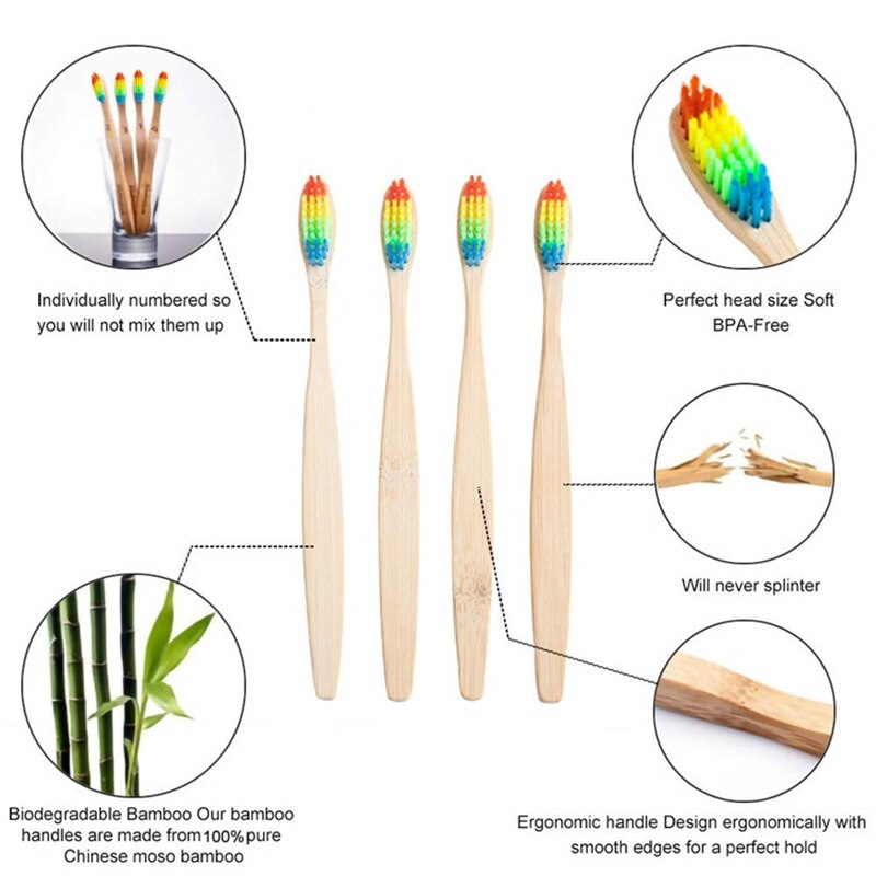 1pc Bamboo Toothbrush Soft Bristle with Individual Kraft Paper Bag Biodegradable Eco Friendly Products Oral Hygiene