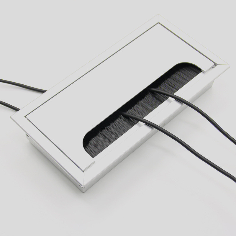 Square Rectangle Aluminum Office Table Desk PC Cabinet Wire Cable Hole Flap Brush Grommet Cover Gold Black Brown