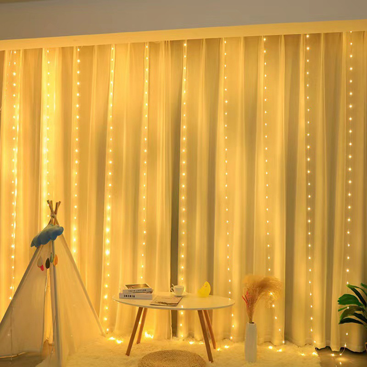 Cortina LED, guirnalda de luces flexible, corona de flores, de cumpleaños, hogar, jardín, decoración de patio