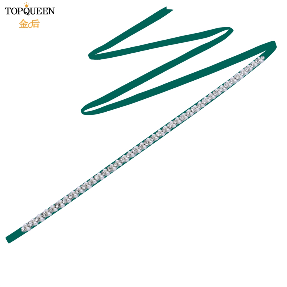 TOPQUEEN Bruid Riem Zilveren Diamanten Bruiloft Riem Banket Party Parel Jurk Accessoires Bruiloft Gast Bruidsmeisje Accessoires S381: Paars