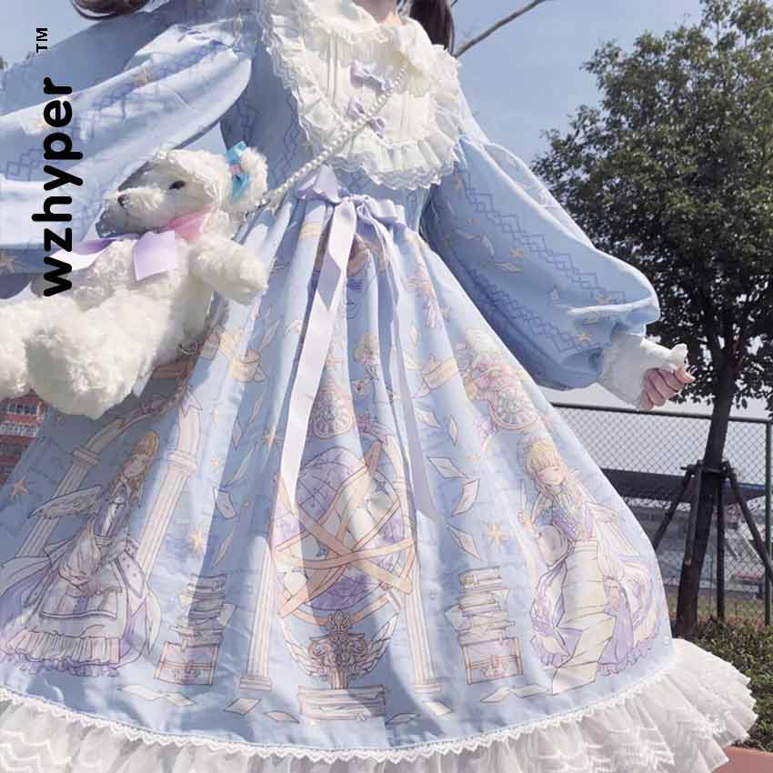 Vestido gótico de Lolita Harajuku para mujer, urbana, vestido cruzado para Cosplay, estilo japonés suave, estrella, tul, chica