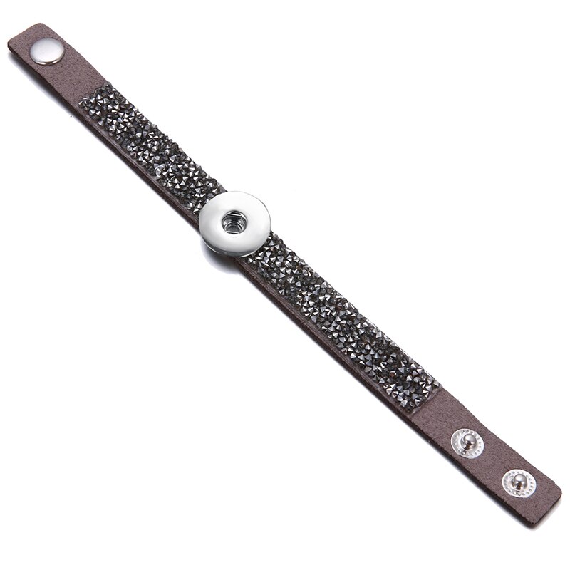 Mode Kristal Strass Fluwelen Snap Armband 18Cm Fit 18Mm Snap Knoppen Snap Sieraden SE0210