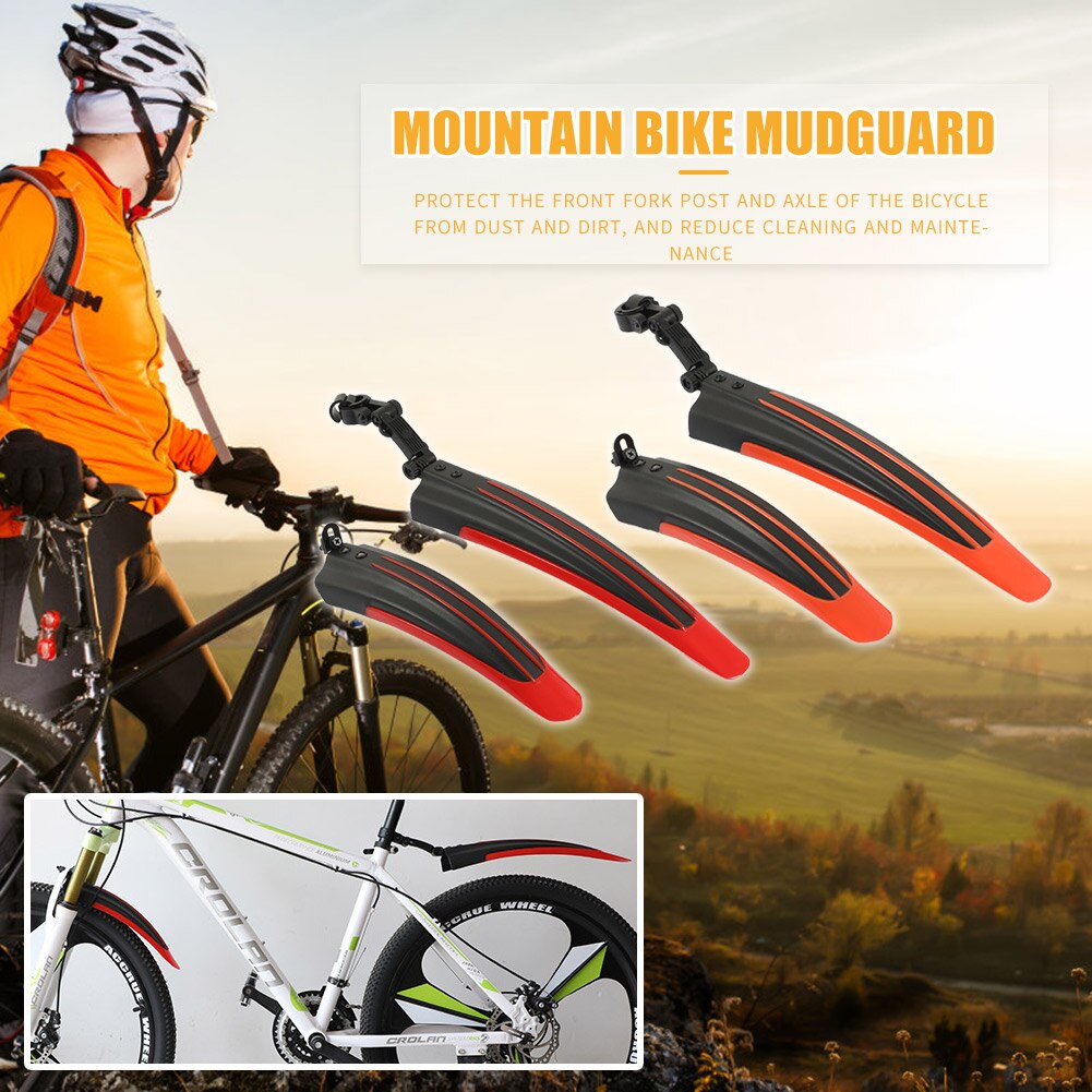 2pcs Mountain Bicycle Splash Fender Guard Set MTB Bike Rear Front Mudguard Cycling Riding Accessories for 20-26 inch Bike