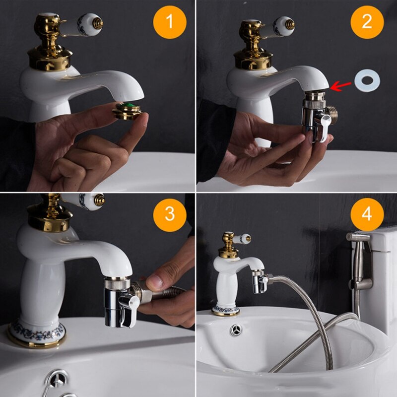 Gepolijst Chroom Kraan Water Filter Keuken Badkamer Sink Adapter Omschakelklep Geschikt Voor Pijp Vervangende Onderdelen Connector