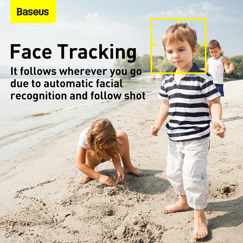 Baseus Smart Bluetooth Selfie Stick 360° Rotation Al Following Shot Tripod Head Auto Face Object Tracking Hands-free Shooting