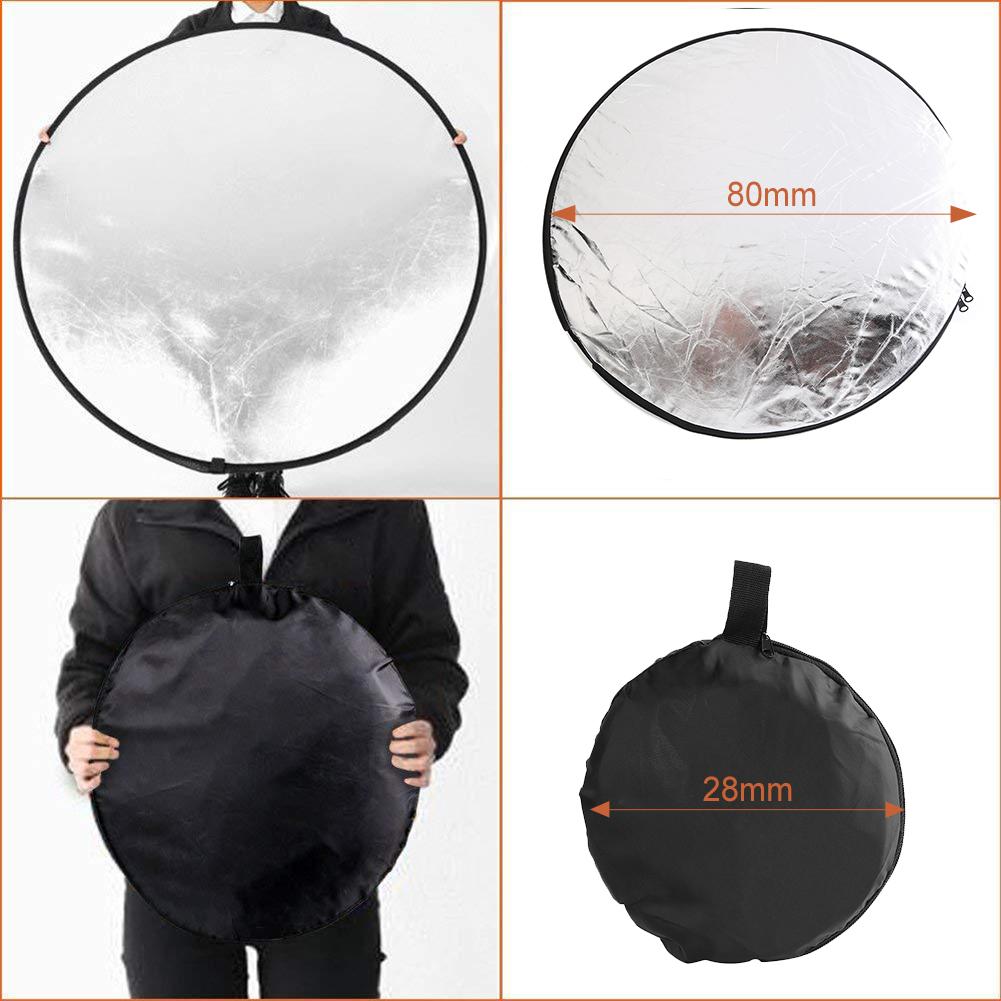 5 in 1 Unique Round Photography Reflector Zippered Storage Bag Easy Carry Collapsible Photo Studio Vlog Reflecotor