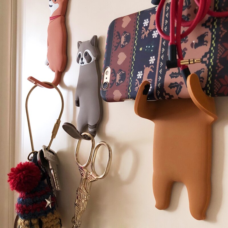 1pcs Wall Hook Animals Key Holder Hanger Holder Wall Hook Kitchen Organizer Bathroom Accessories Shaped
