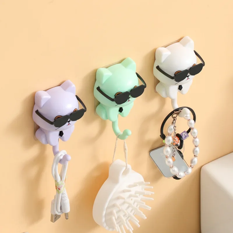 Ganchos para gatitos, gancho de pared para gatos de dibujos animados, colgador para colgar en la pared, soporte para llaves, utilidad de almacenamiento para el hogar, decoración de pared para ropa y sombrero, 4 Uds.