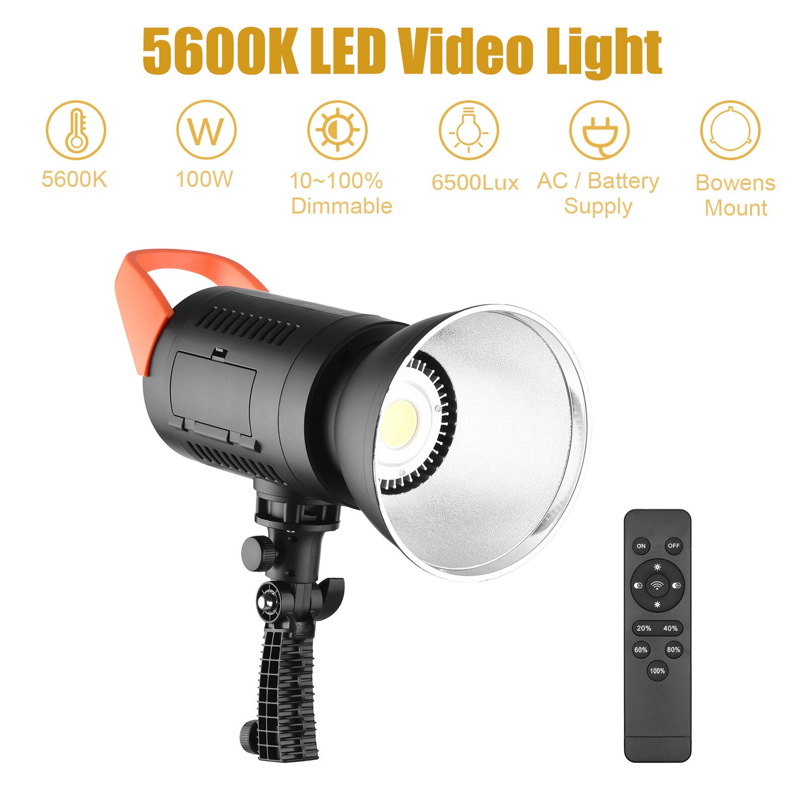 100W LED Video Licht 5600K Studio Lichter Dimmbare Bowens Berg Kontinuierliche Licht Reflektor Fernbedienung für Hochzeit Fotografie
