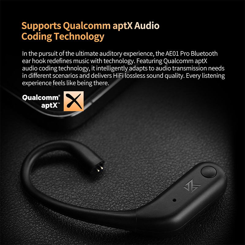 Kz  ae01 pro auricolari wireless con gancio auricolare, cavo, cancellazione del rumore, bluetooth, supporto a 5.2 c- pin, aac/aptx  az09 pro  ae01