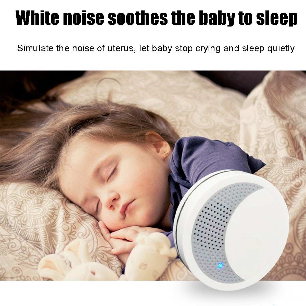 Portable White Noise Sound Machine Baby Light Sleep Therapy Sound Machine with 2 Soothing Sound Baby Sleeping Monitor