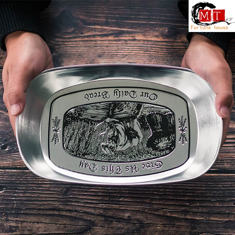 Europese Retro Ijzeren Plaat Boot Plaat Blik Lade Plaat Retro Metalen Snack Plaat Platen Keramische Houten Plaat Snack Gerechten