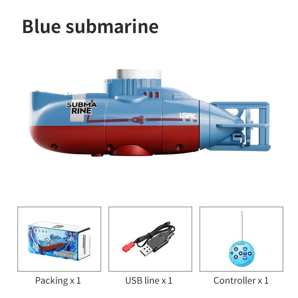 Kinderen Speelgoed Afstandsbediening Submarine Duiken Aquarium Speelgoed Mini Rc Simulatie Submarine: blue