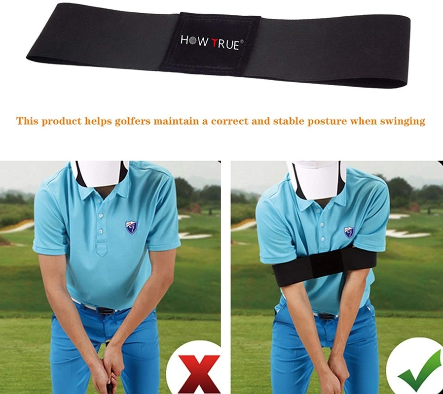 HOW TRUE Golf Arm Band, Swing Training Aid Combo with Leg Corrector Posture Motion Correction Belt for Beginners Trainer