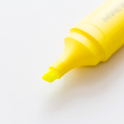 Subrayador con delineador, 1 unidad, amarillo, rosa, azul, verde, morado, naranja, rotuladores con punta oblicua, suministros para escuela y oficina: YELLOW