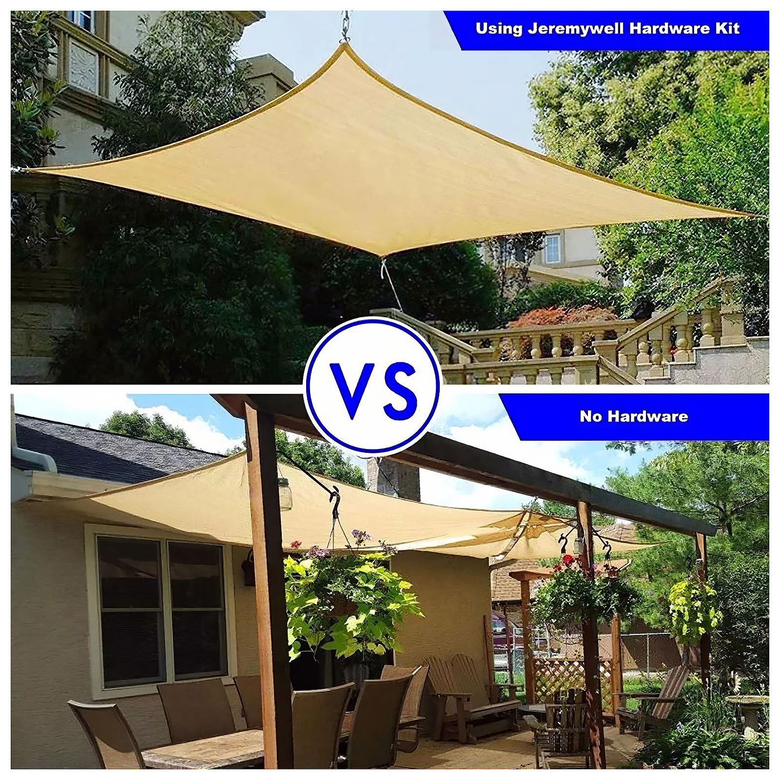 Turnbuckle Wire Tensioner Stainless Steel Hook Rope Cable Tension Set for Heavy Duty Sun Shade Sail Fixing Kit