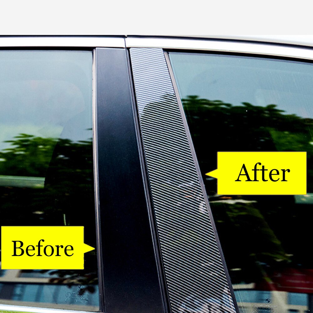 For Skoda Kodiaq Car B C Pillar Middle Central Column PC Carbon Window Trim Decoration Strip Protection Sticker
