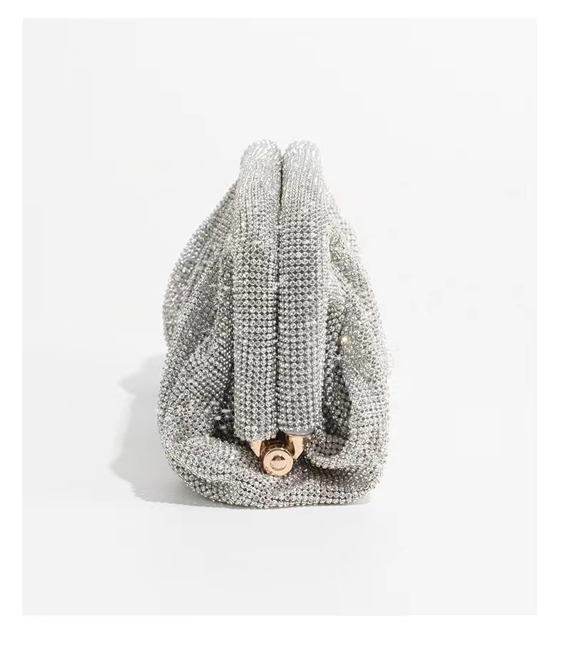 Skinnende sølv rhinsten clutch tasker kvinder luksus trending boutique folder krystal punge og håndtasker bryllupsfest