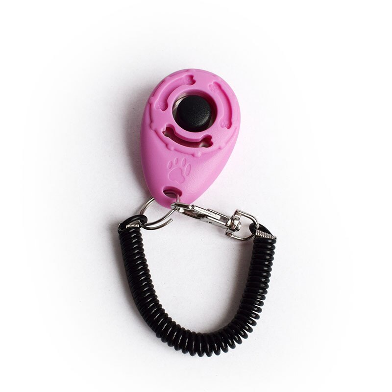 Pet Dog Trainings Personal Sounder Dog Trainer Click Adjustable Sound Plastic Key Chain and Wristband Dog Pet Product: Pink