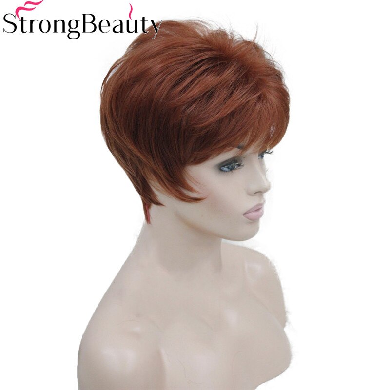 StrongBeauty Korte Rechte Synthetisch Rood Oranje Bruin Blonde Pruiken Hittebestendig Volledige Pruik Veel Kleur Voor Kiezen: 130
