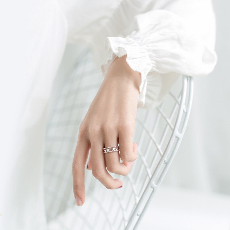 Echte 925 massief zilveren holle sterren open ring 925 ringen grote vinger sieraden voor vrouwen meisjes