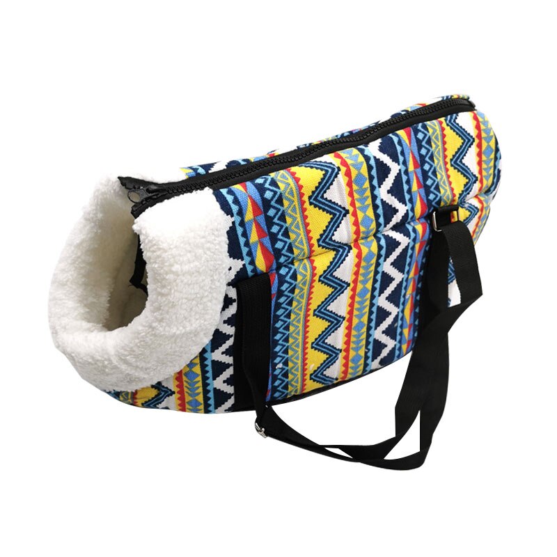 Sac à bandoulière de transport pour chien, sacoche de voyage pour animal de compagnie, pour chien, chat, chiot, Chihuahua, carlin, petit chien, S/L: Stripe With Plush / 45x20x22cm