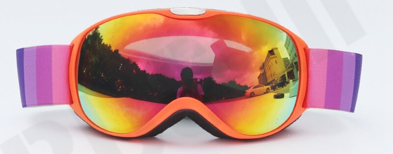 BOLLFO occhiali da sci per bambini occhiali antiappannamento UV400 per bambini di piccole dimensioni occhiali sferici da sci ragazze ragazzi occhiali da Snowboard occhiali: Orange Frame