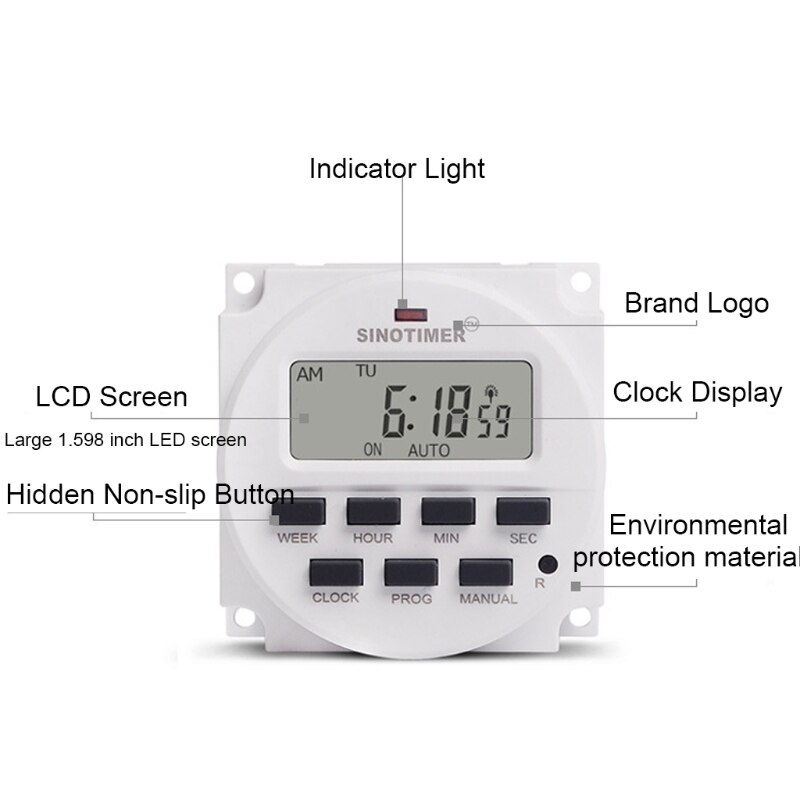 Digital Timer Switch 7 Days Weekly Programmable Time Relay Control Programmer Timer Switch