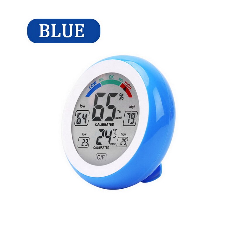 Digital LCD Display Indoor Thermometer Hygrometer Round Wireless Electronic Temperature Humidity Meter Weather Station Tester: Blue