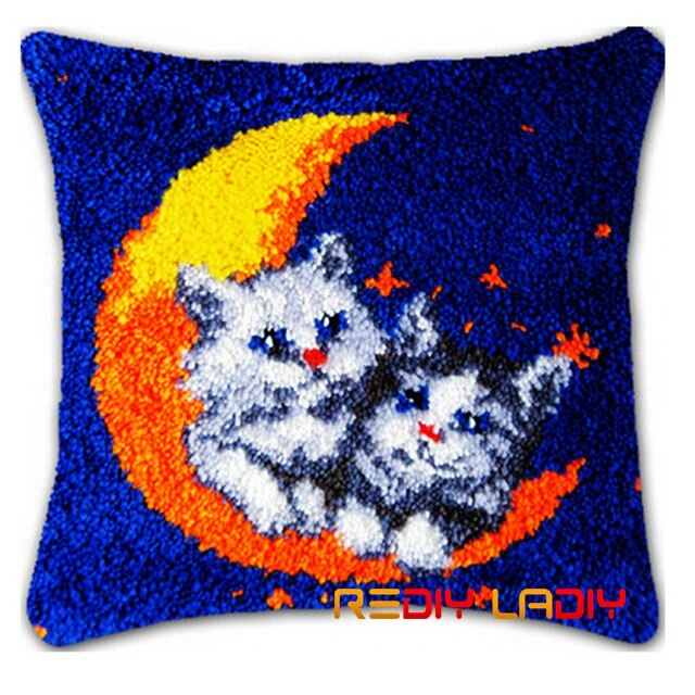 Kit de crochet à loquet animaux hibou housse de coussin toile pré-imprimée bricolage fil crochet artisanat taie d'oreiller taille 43 x 43cm coussins de canapé-lit: Bz790