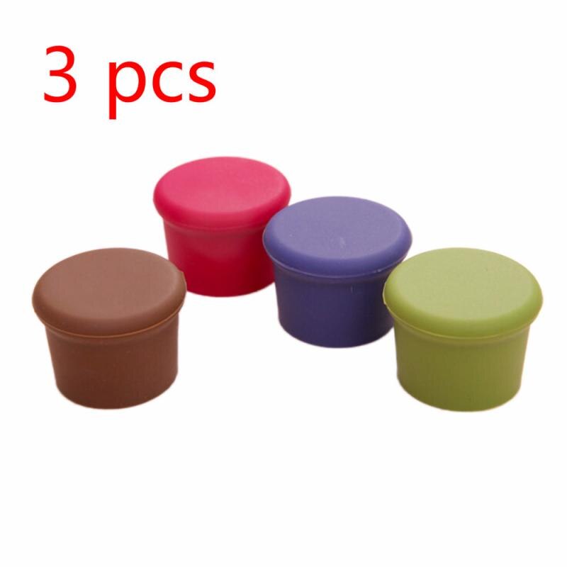 Silicone Red Wine Caps Food-grade Beer Beverage Bottle Caps Sealers Cool Maintenance Plug Leak Free For Bar Kitchenware Tool: 3pcs Random Color