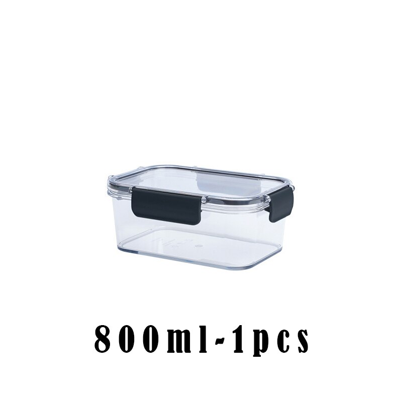 Transparent Containers with Lids Canister Kitchen Classification Container Fresh-keeping Box Sealed Fruit Vegetable Storage Box: 800ML-Undivided