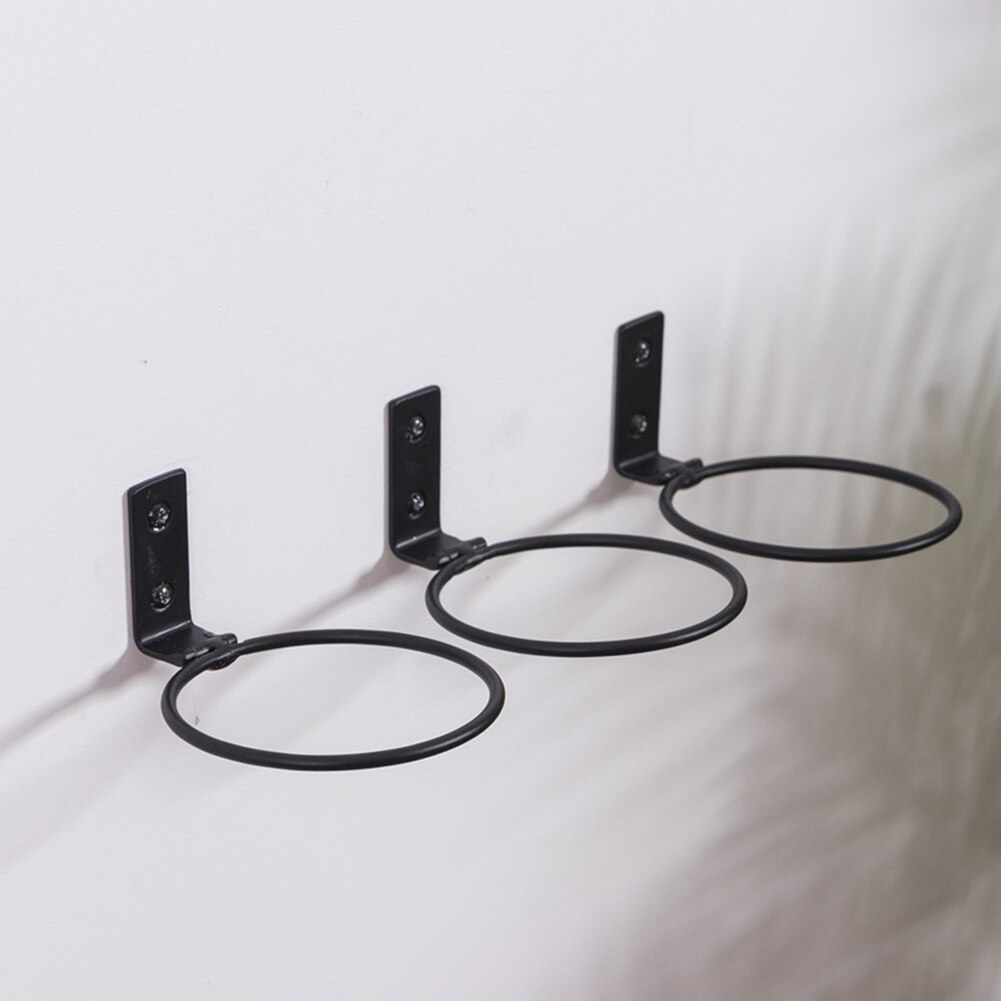 3pcs Ring Shape Outdoor Tray Easy Install Garden Home Wall Mounted Flower Pot Rack Black Holding Balcony Iron Hanging